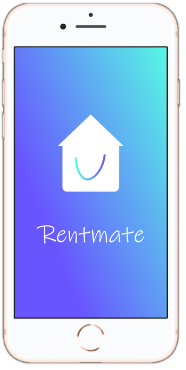 A wireframe of the landing page of the mobile application Rentmate, click here to view and test the prototype 